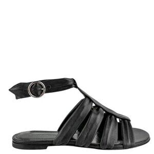 Khaite Flat Leather Sandals Black NWT